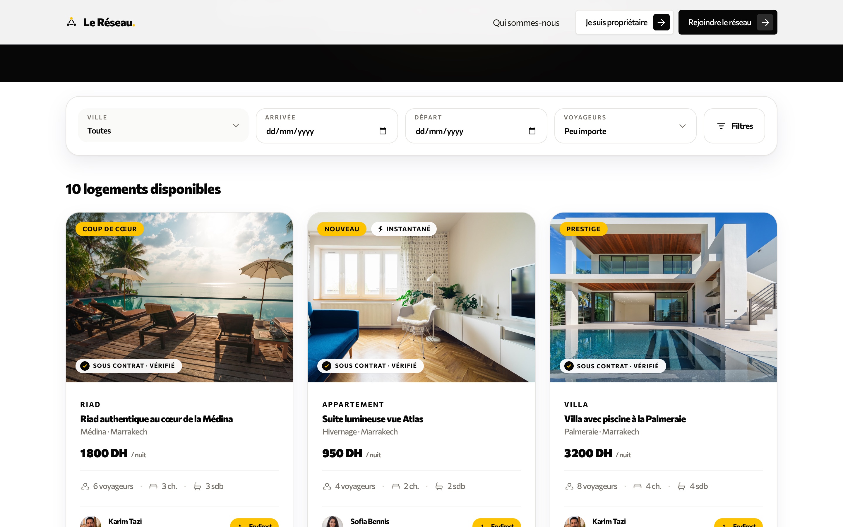 Les logements du réseau sur lereseau-ma.com